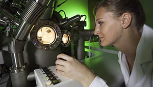 Student at semiconductor lab.